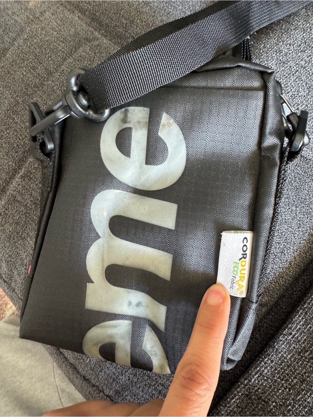 Supreme Black Cordura Logo Shoulder Bag